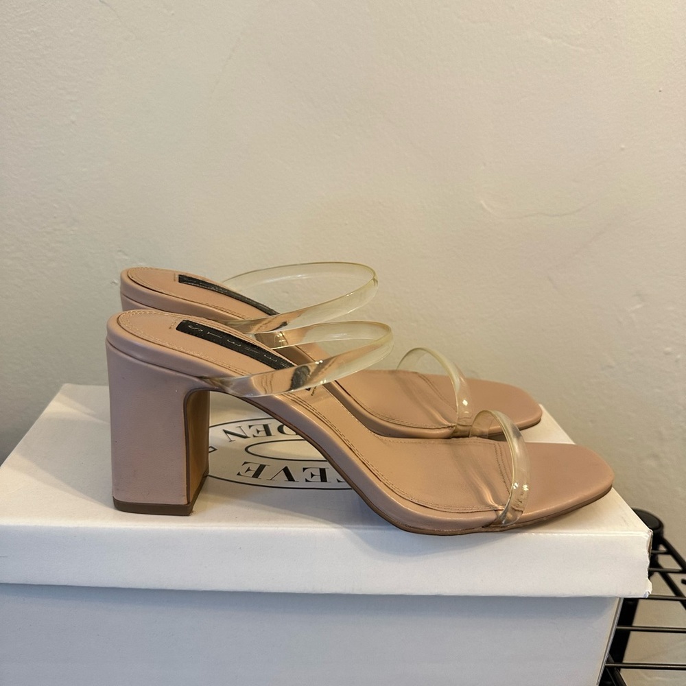 Steve Madden Lilah Clear Nude Block Heel